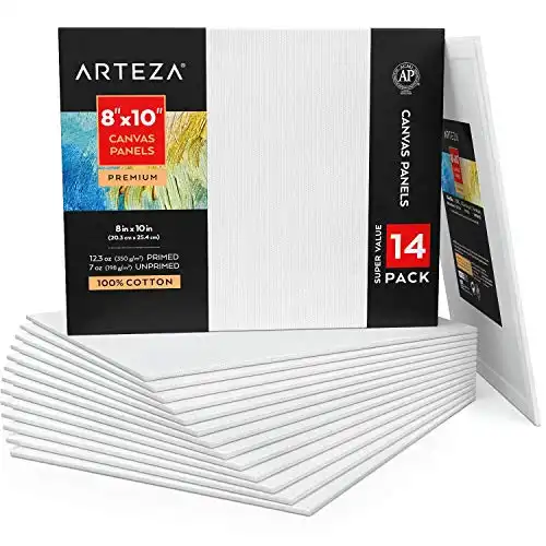 Arteza Canvas Boards 8 x 10 Inches - Pack of 14