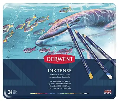 Derwent Inktense Pencil Set, Assorted Color, 24-Tin